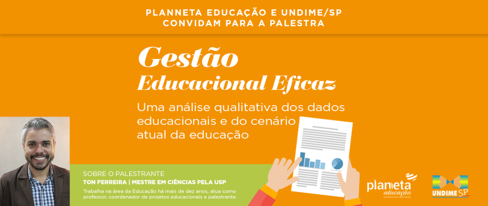 Banner do evento "palestra da UNDIME-SP e Planneta Educao sobre Gesto Educacional"